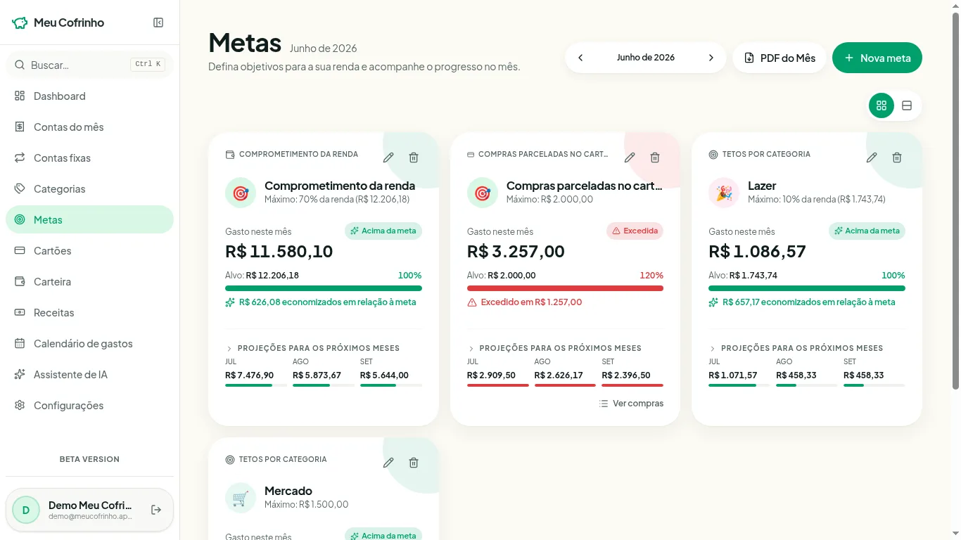 Defina limites e acompanhe sem planilha